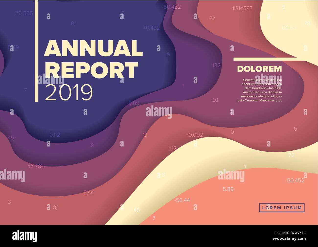 Vector abstract annual report cover template with sample text and ...