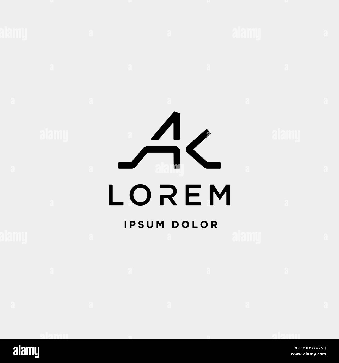 AK K Letter Linked Luxury Premium Logo Vector Stock Vector