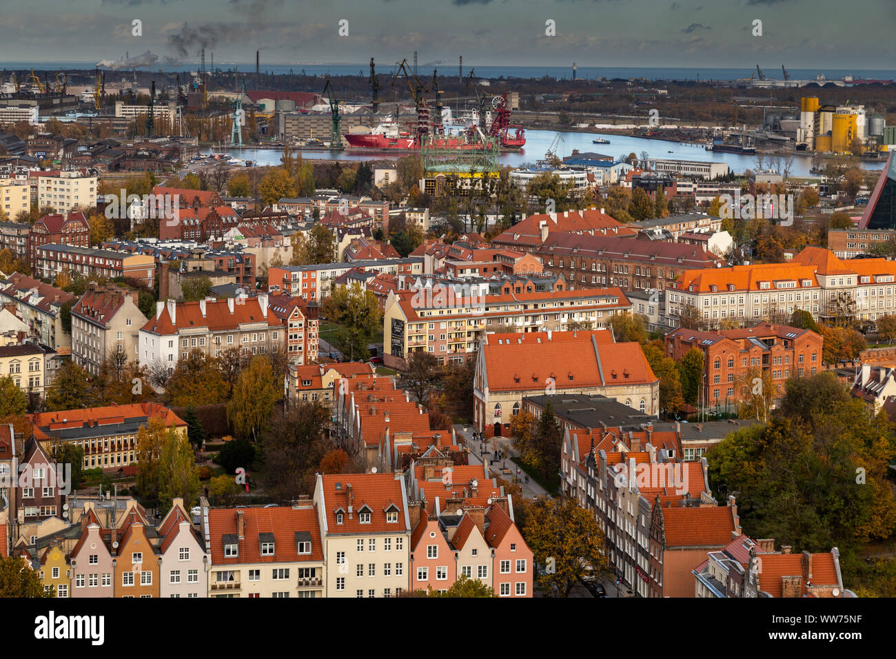 Europe, Poland, Pomerania, Gdansk / Danzig, View from Mariacki Church Stock Photo