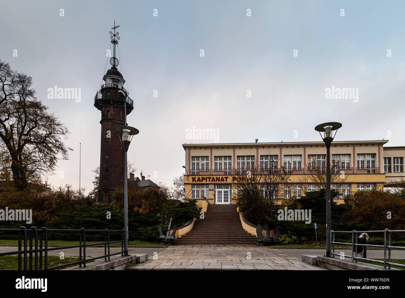 Europe, Poland, Pomerania, Gdansk / Danzig, Nowy Port Lighthouse Stock Photo