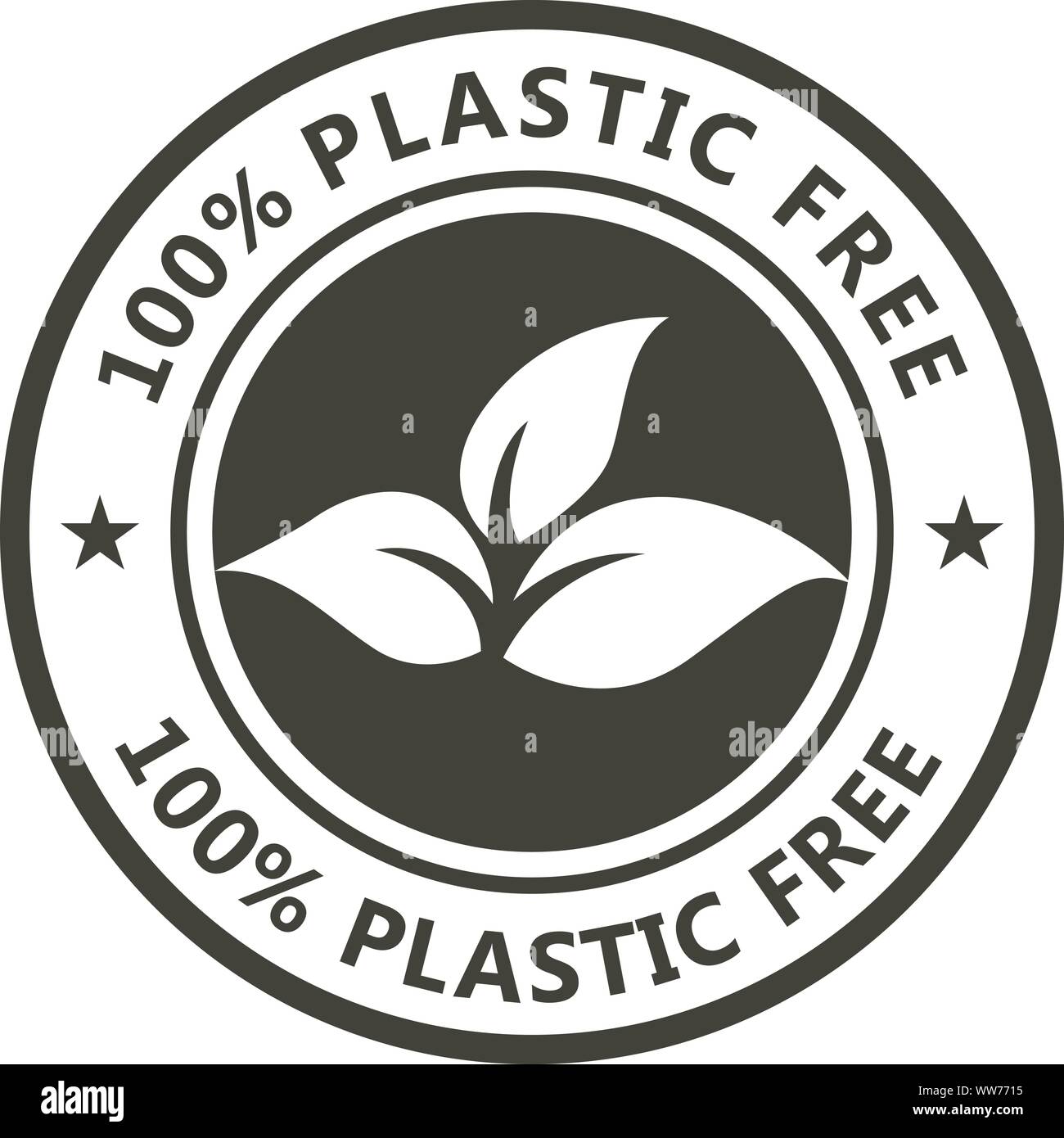 Plastic free product icon - eco seal for non toxic pack with leaves Stock Vector