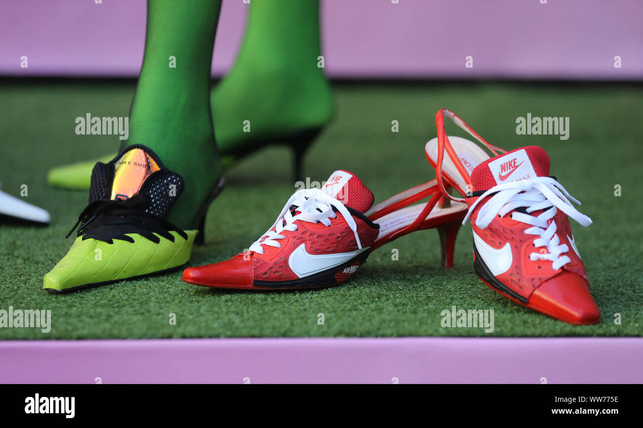 Shoes displayed at the Fashion East presentation during the Ancuta Sarca  Spring/Summer 2020 London Fashion Week show at the NikeLAb 1948 in  Shoreditch, London Stock Photo - Alamy