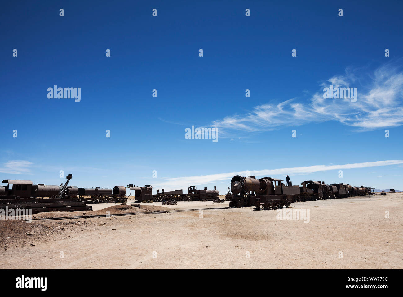 Bolivia, Uyuni, train cemetery Stock Photo