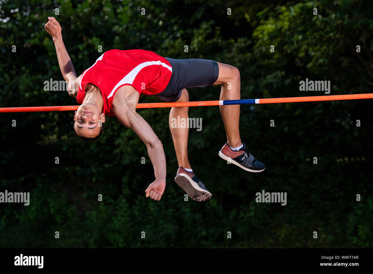 Teenager, 19 years old, high jump, athletics Stock Photo