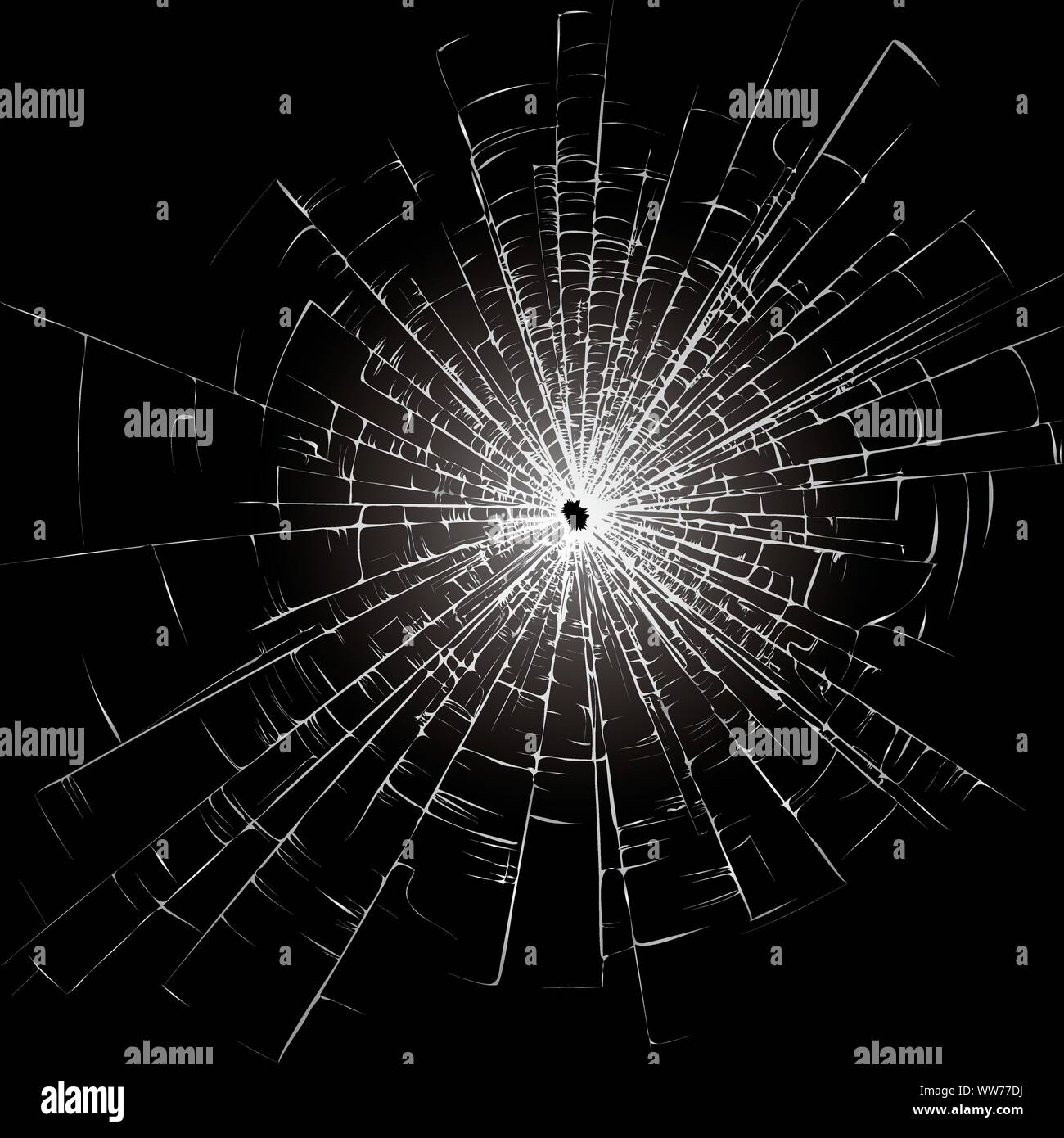 Vector broken glass on a black background Stock Vector