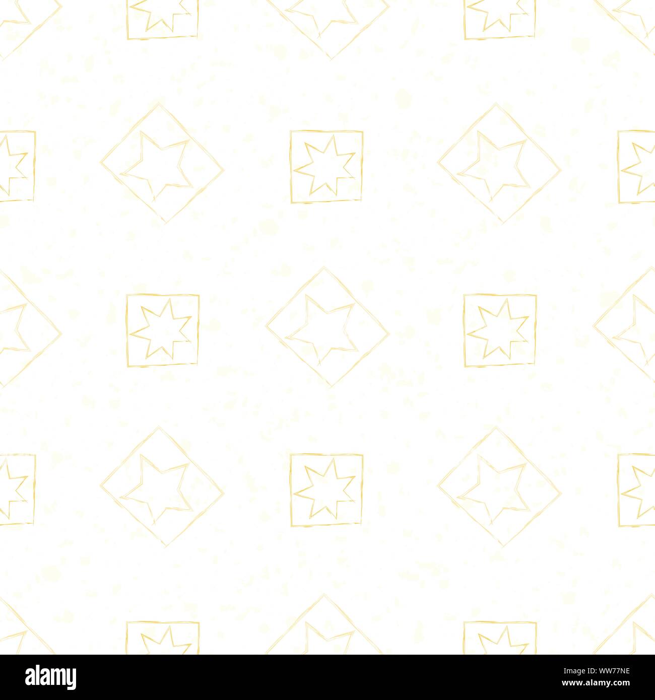 Vector seamless pattern with variety of framed gold stars in painterly ...