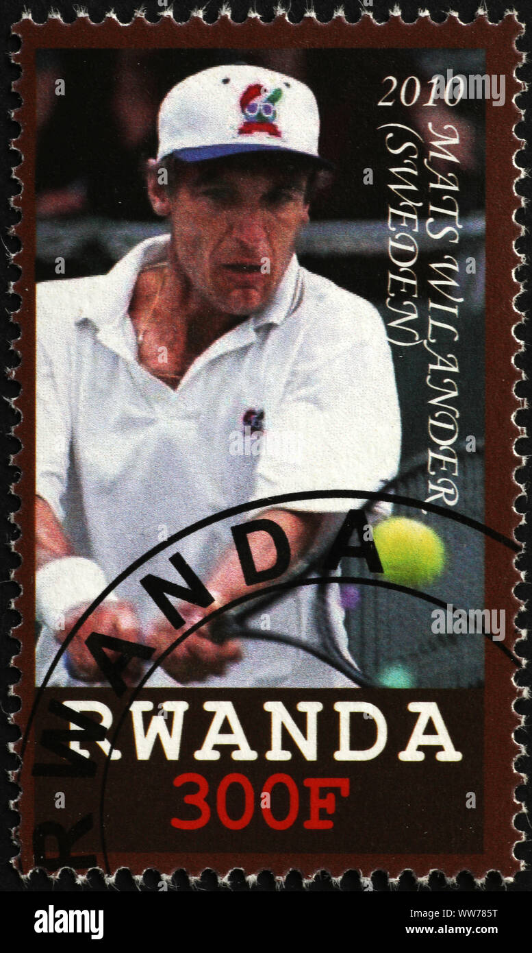 Mats Wilander portrait on postage stamp Stock Photo