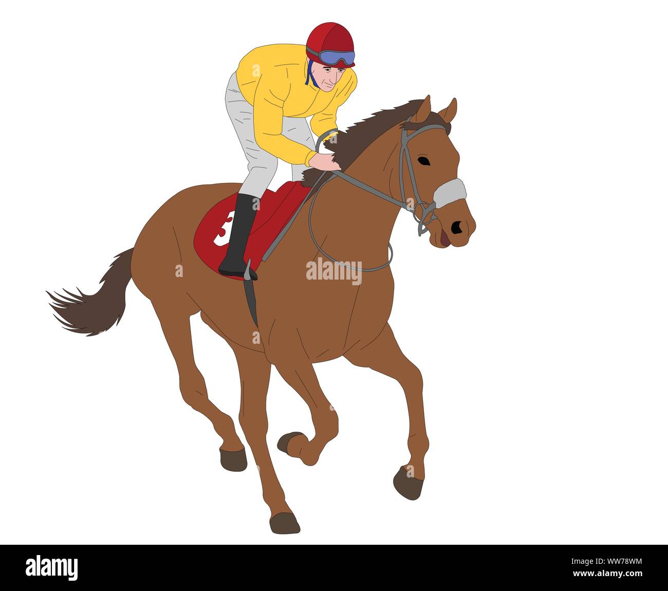 jockey riding race horse illustration vector Stock Vector Image & Art