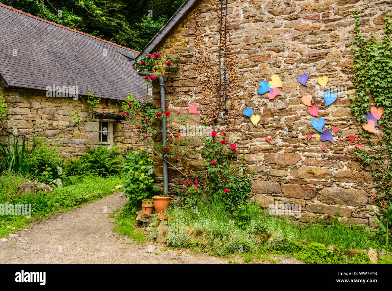 France, Brittany, FinistÃ¨re Department, Pont-Aven, Bois d'Amour, Moulin Neuf Mill Stock Photo