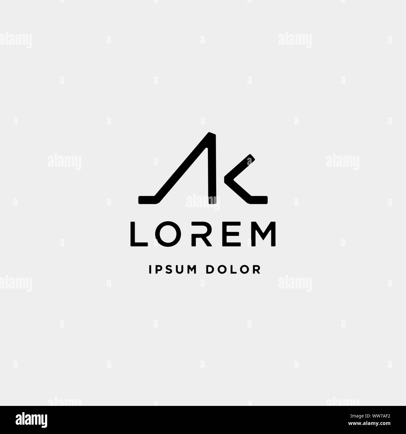 AK K Letter Linked Luxury Premium Logo Vector Stock Vector