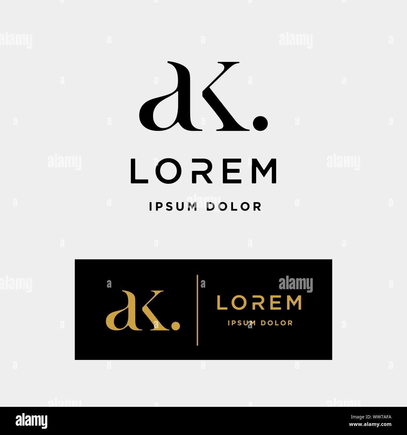 AK K Letter Linked Luxury Premium Logo Vector Stock Vector