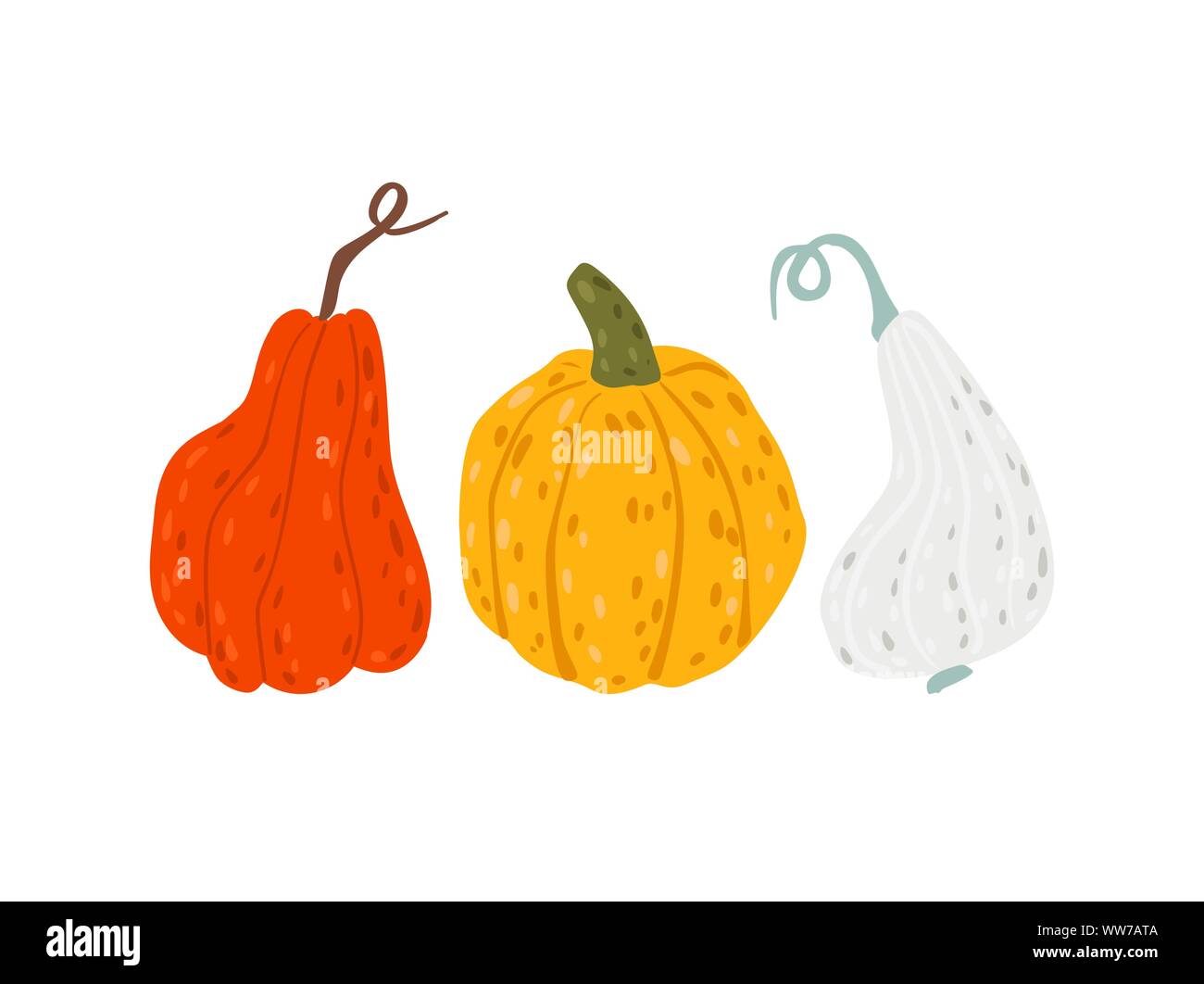 Set of pumpkins. Vector illustration in flat cartoon style Stock Vector ...
