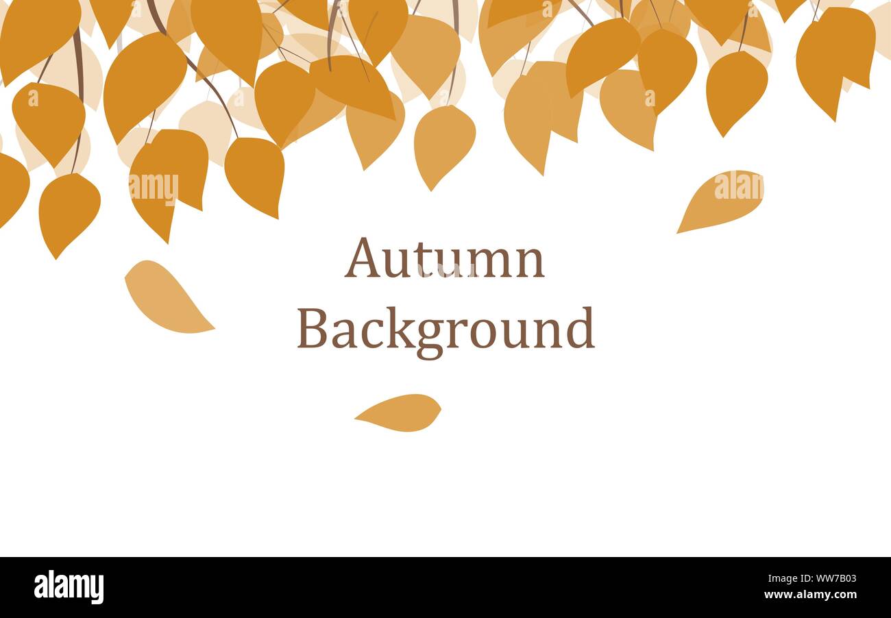 Autumn background with tree and yellow falling leaves Stock Vector