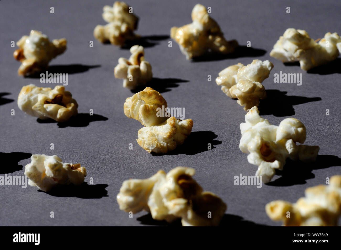 Popcorn, gray background Stock Photo