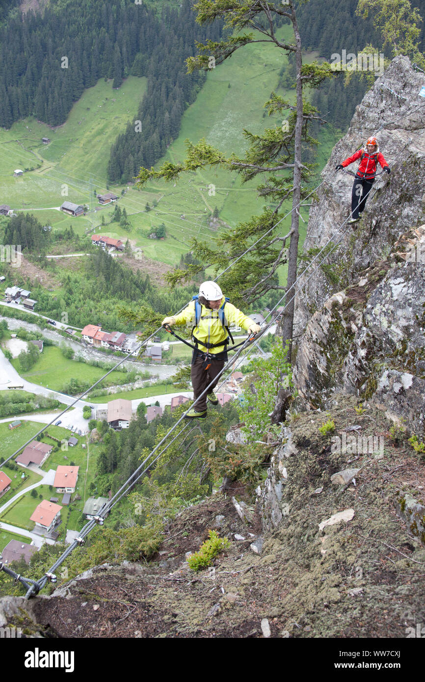 Via ferrata Nasenwand, Ginzling, Zillertal, Tyrol, Austria Stock Photo