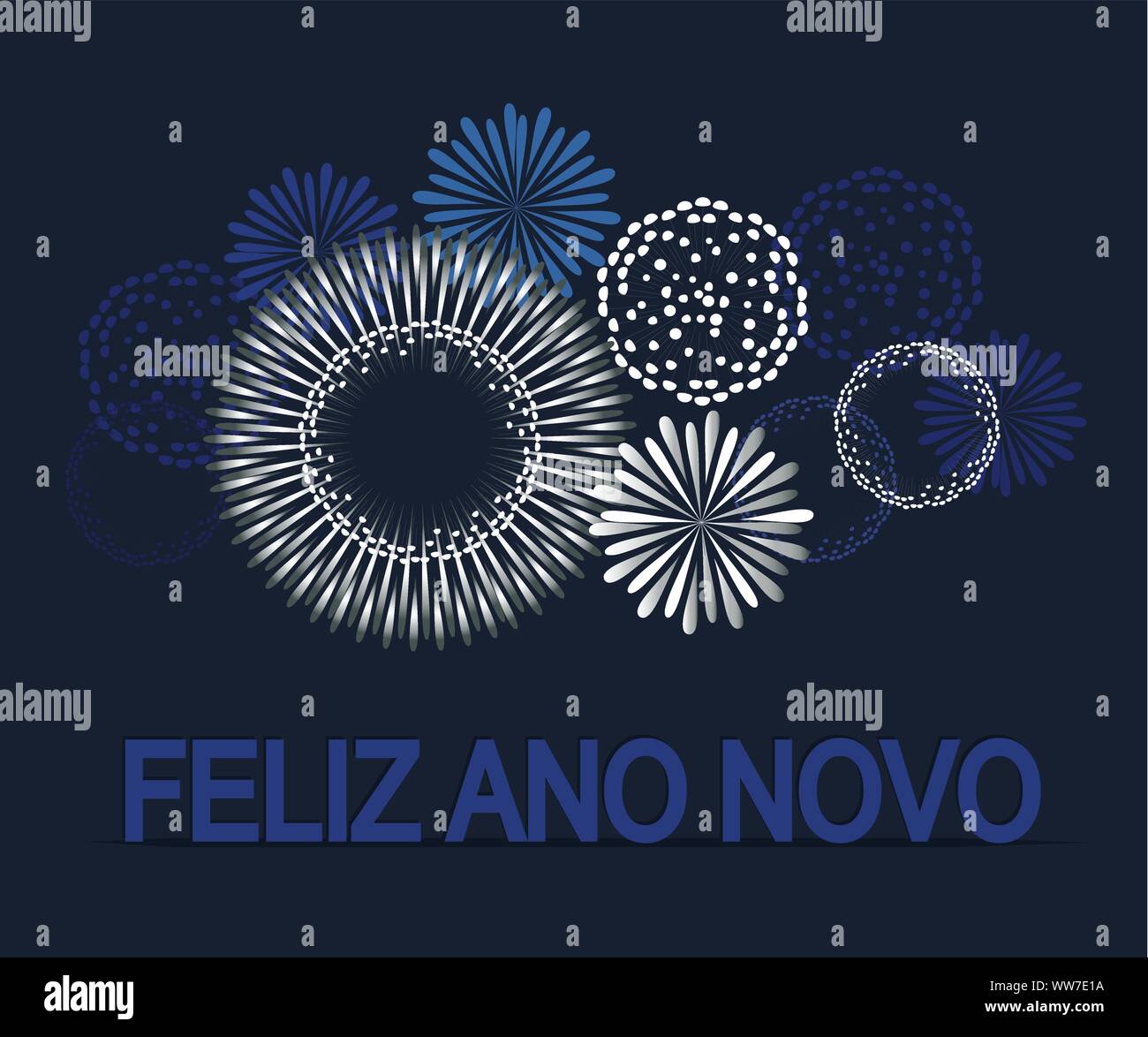 Feliz Ano Novo is Happy New Year in portuguese. Fireworks background vector  Stock Vector Image & Art - Alamy