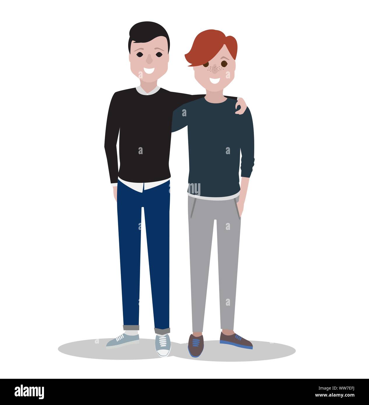 Two men together cartoon vector illustration. Smiling young friends Stock  Vector Image & Art - Alamy