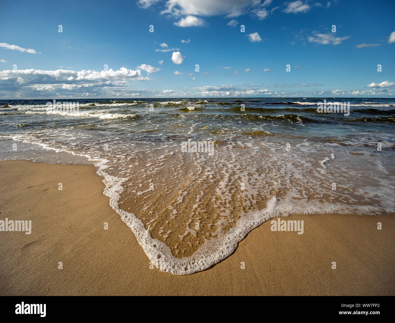 Seascape with summer sandy beach of Baltic Sea, Poland Stock Photo