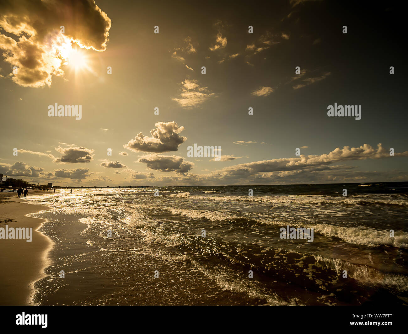 Seascape with summer sandy beach of Baltic Sea, Poland Stock Photo