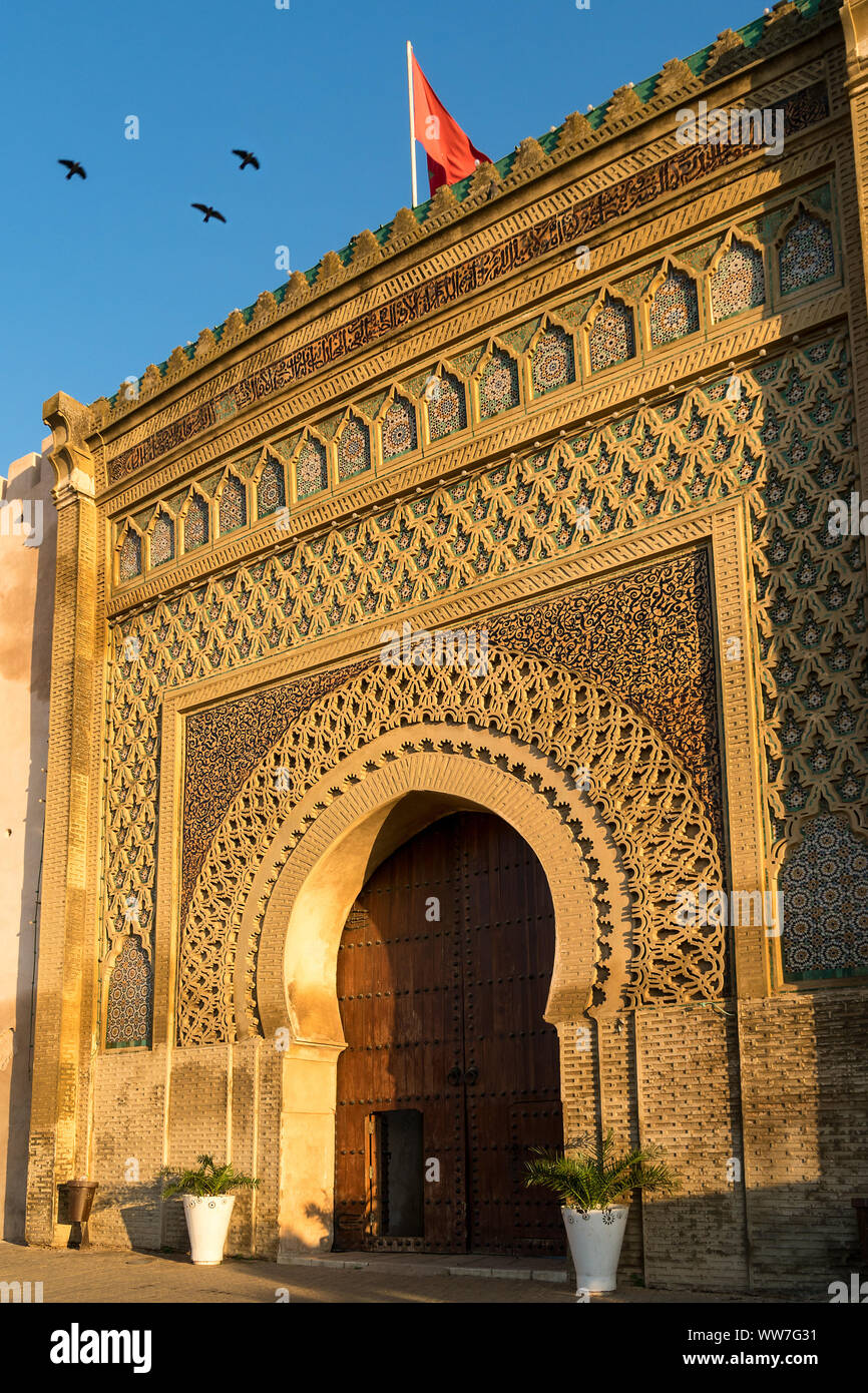 Morocco, royal city of Meknes, Bab El Mansour, city wall and gate system Stock Photo