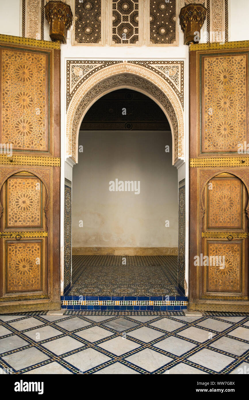 Morocco, Marrakech, Palais de la Bahia, Gate Stock Photo - Alamy