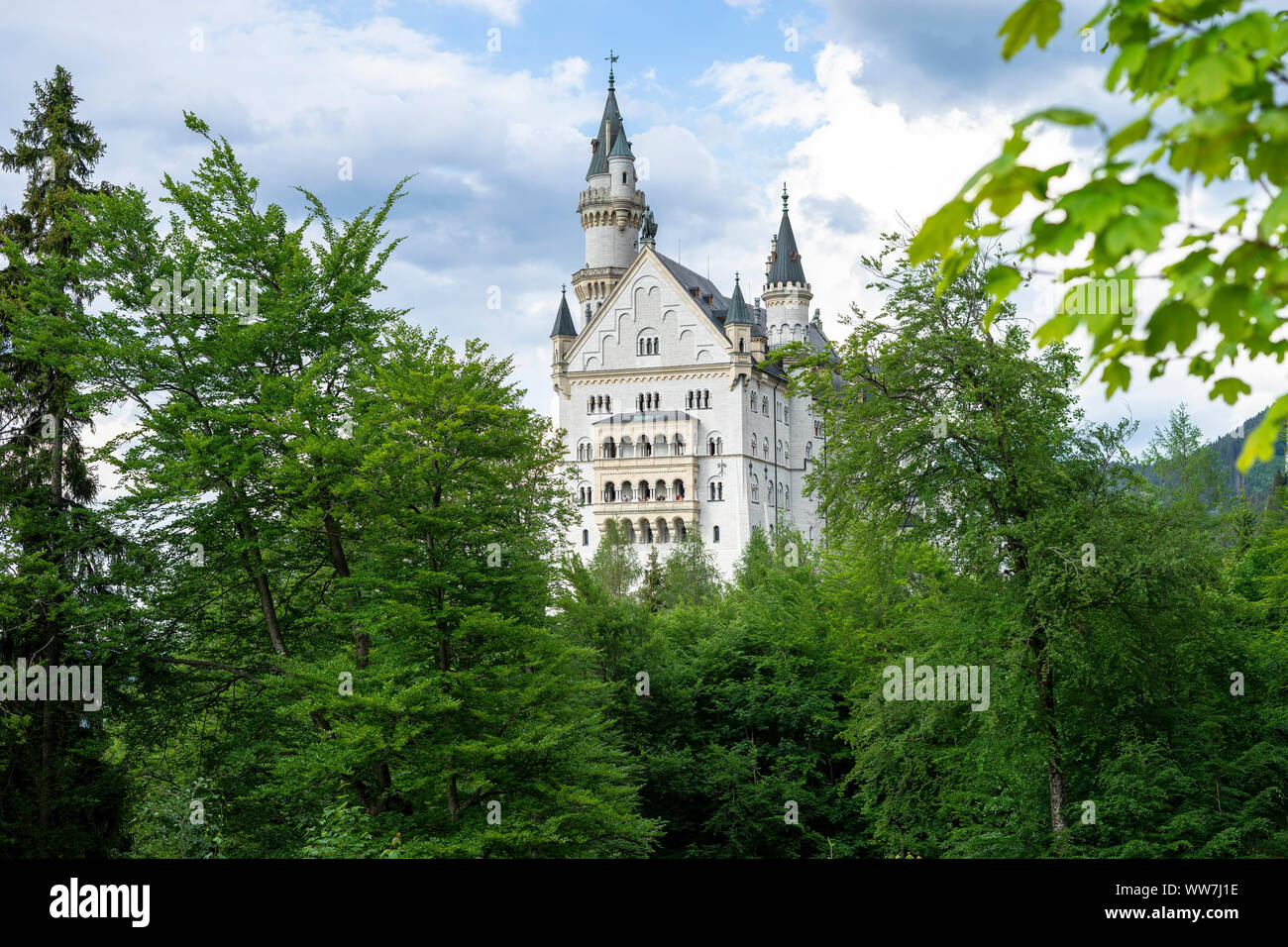 Germany, Bavaria, AllgÃ¤u, FÃ¼ssen, view to Neuschwanstein Castle Stock Photo