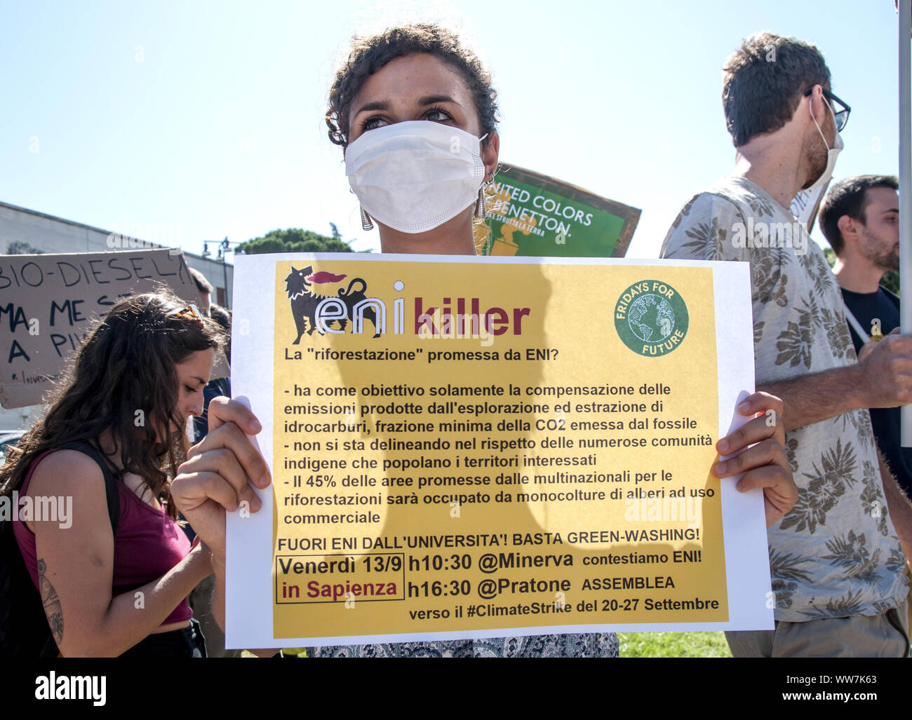 Environmental strike and student protest at the University of Rome La  Sapienza against climate change and in particular against the congress on  sedimentology (a branch of geology), hosted in these days by