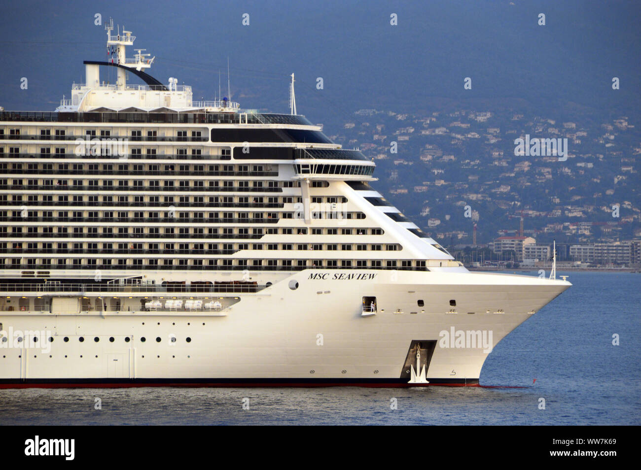 The Large Luxury Cruise Ship Msc Seaview In The Bay Outside The Harbour At Cannes Cote D Azur France Eu Stock Photo Alamy