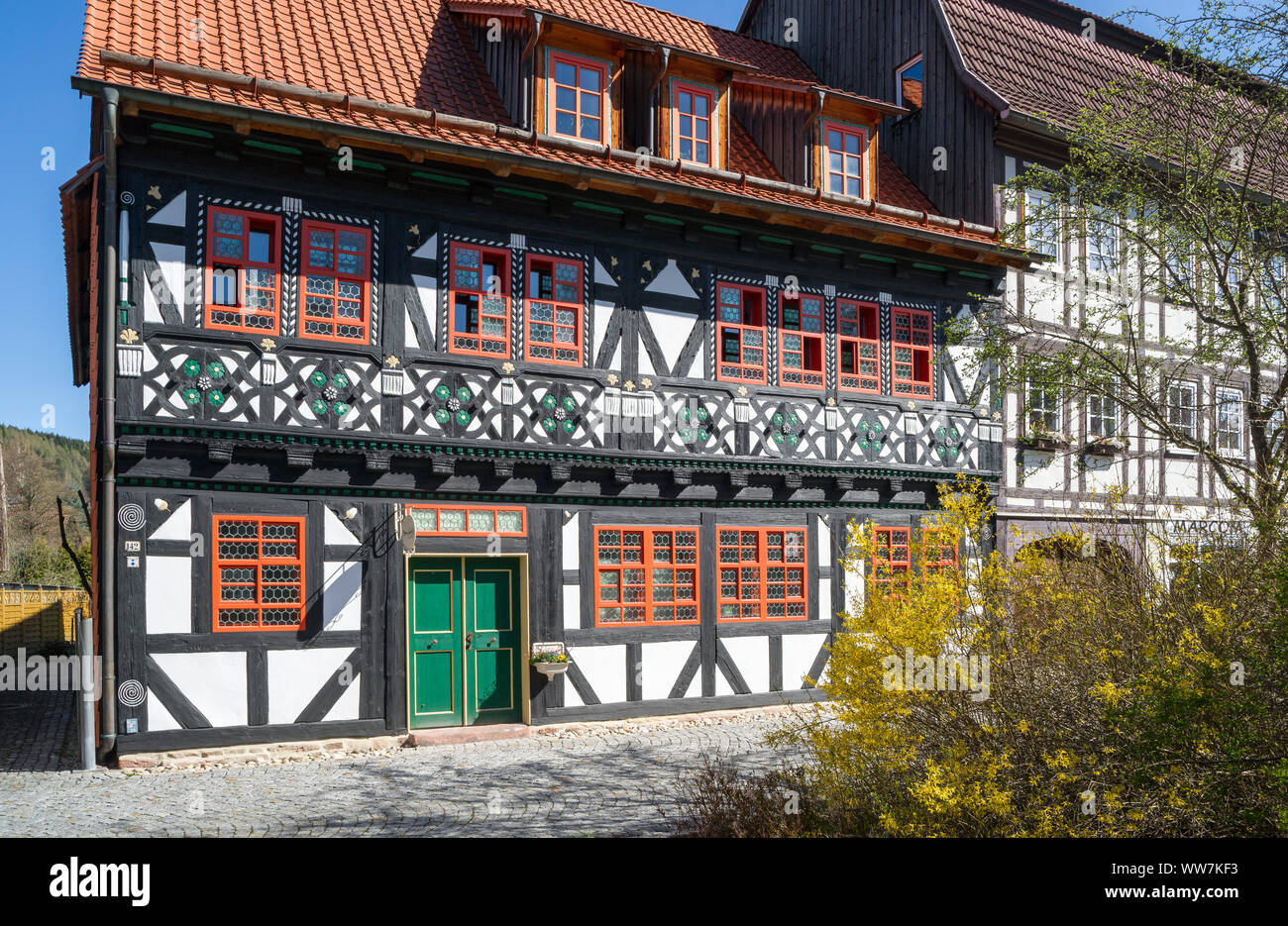 Germany, Thuringia, Suhl-Heinrichs, half-timbered house in the Meininger StraÃŸe, built around 1648 Stock Photo