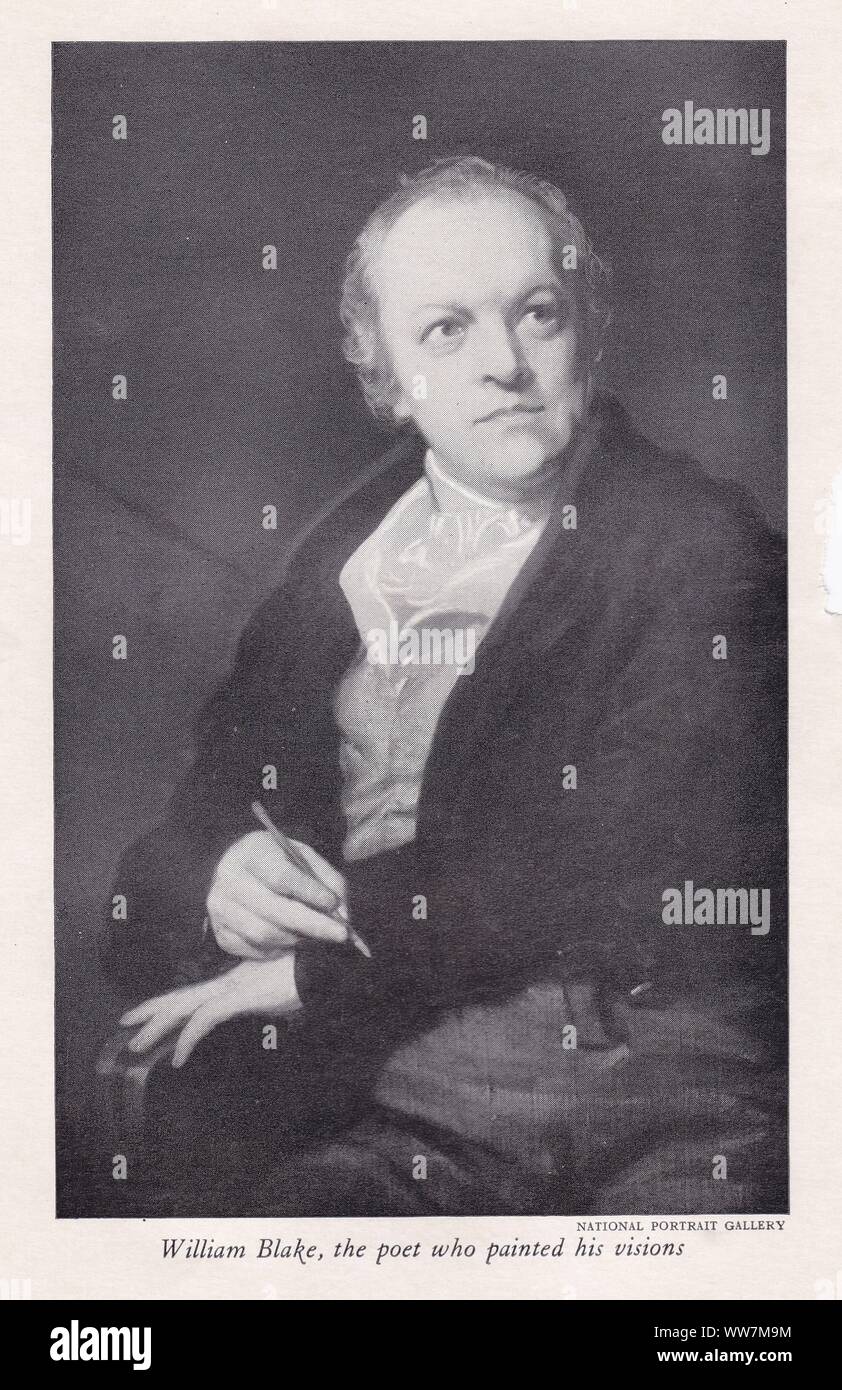 Book plate / print of ' William Blake', the poet who painted his visions.   English poet, painter, and printmaker. 1757 - 1827. Stock Photo