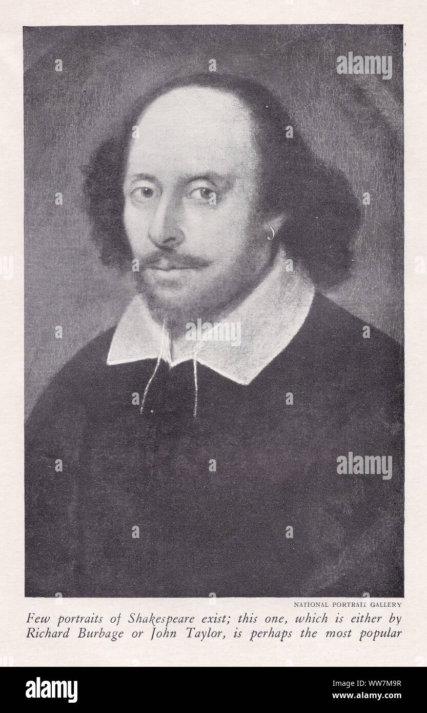 Book plate / print of ' William Shakespeare'.  English poet, playwright, and actor. England's national poet and the 'Bard of Avon'.  1564 - 1616. Stock Photo