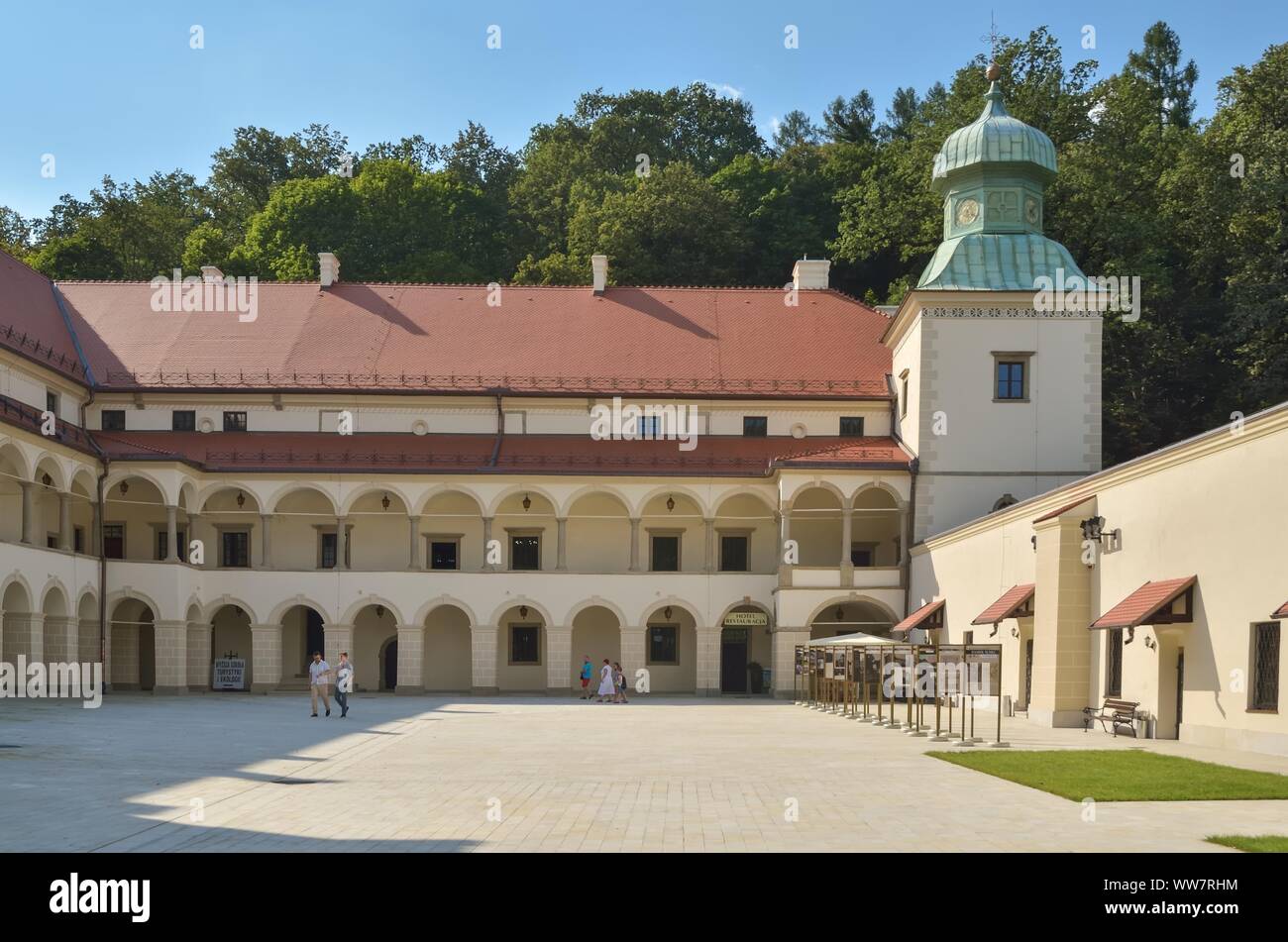 SUCHA BESKIDZKA, POLAND - SEPTEMBER 1, 2019: Historic renaissance castle in Sucha Beskidzka, Poland. Stock Photo
