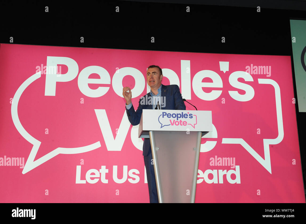 The Neon Arena, Newport, South Wales, Sept 13TH 2019 Adam Price AM for Plaid Cymru during the Wales for Europe Rally on Friday 13th September 2019. (Credit: Jeff Thomas | MI News) Credit: MI News & Sport /Alamy Live News Stock Photo