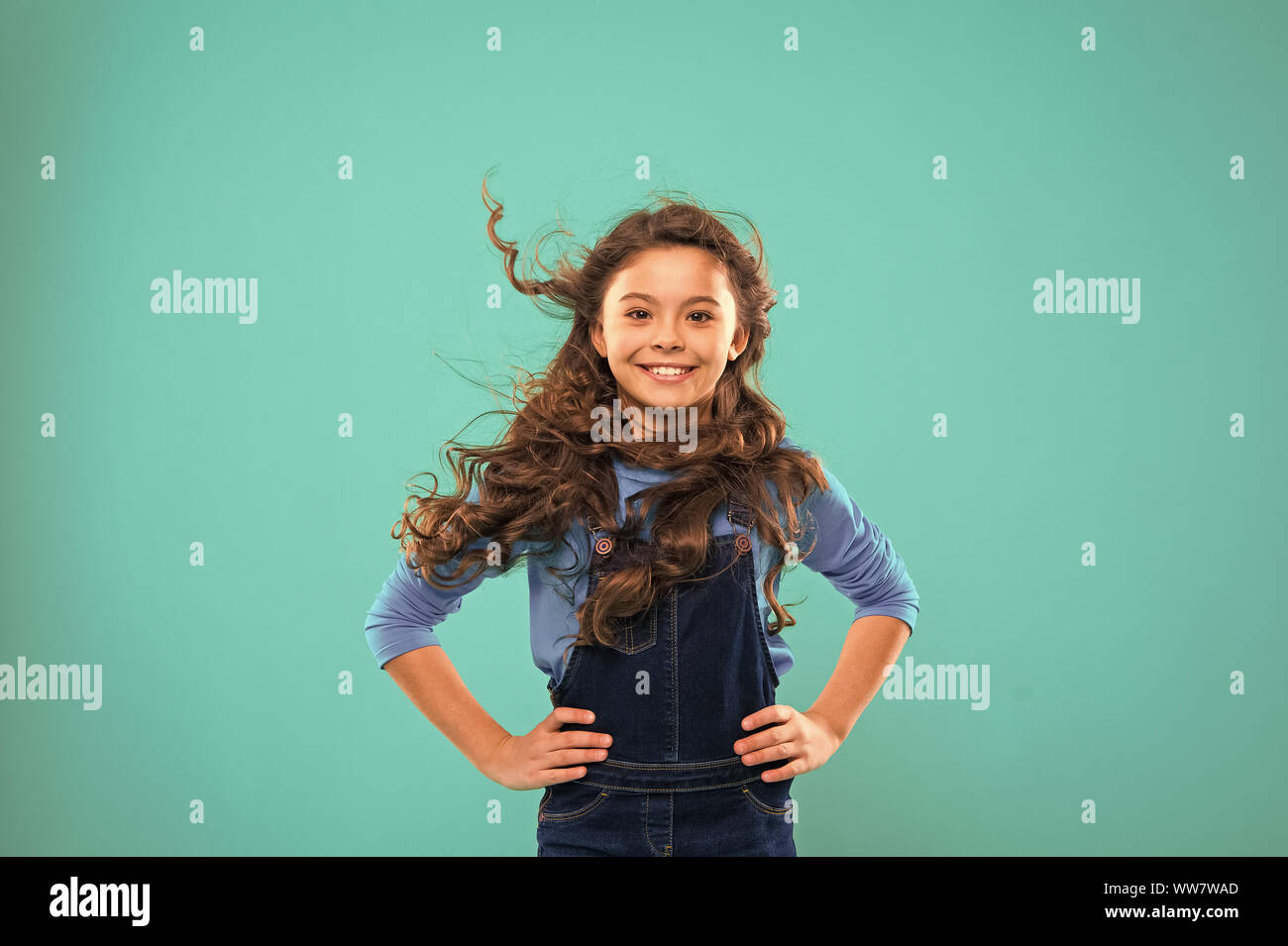 Little Girl With Long Hair Kid Happy Cute Face With Adorable