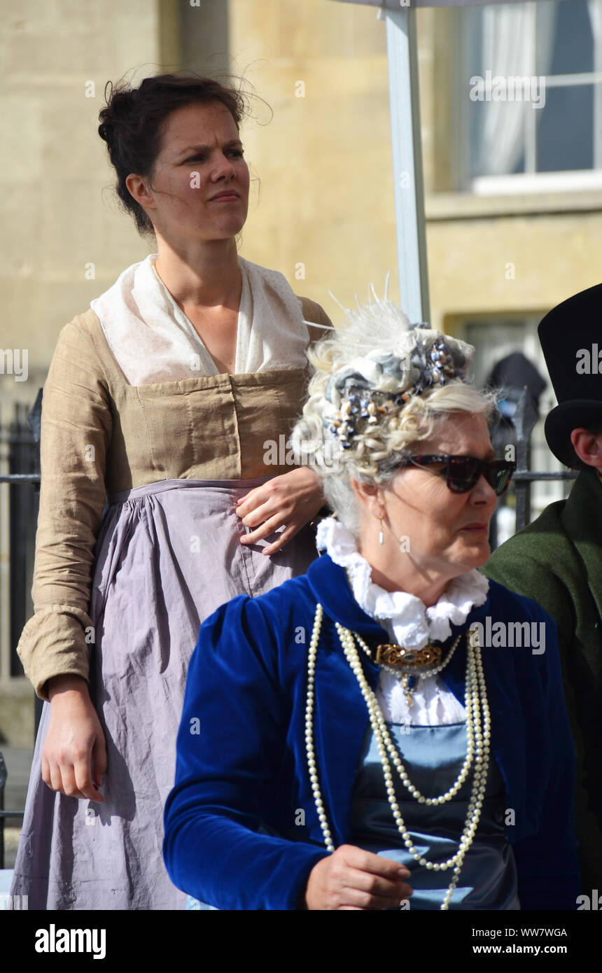 Actors of a period drama filmed by Netflix during breaks Stock Photo
