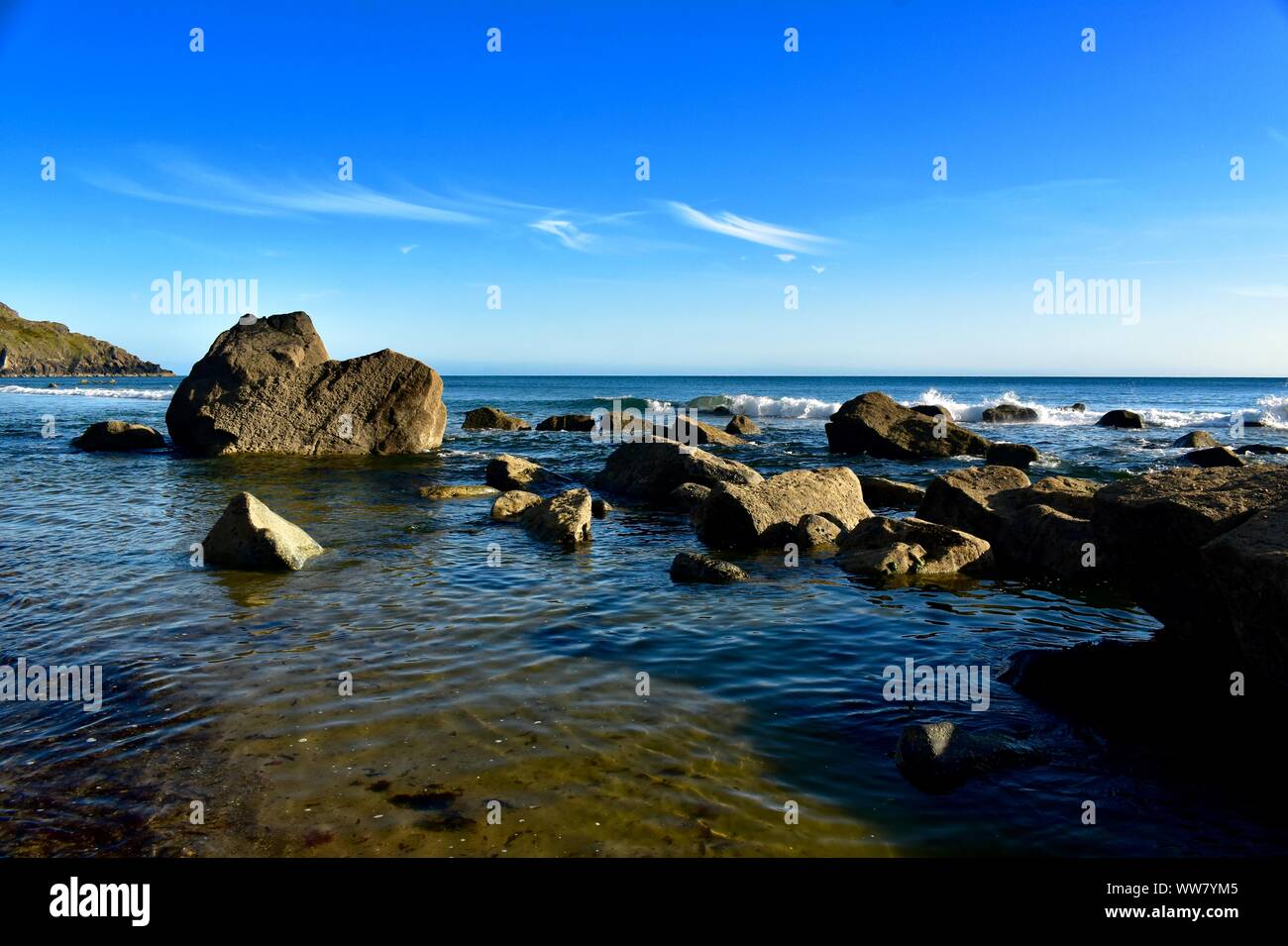Porth Ysgo Beach on the Llyn Peninsula in North Wales. Stock Photo
