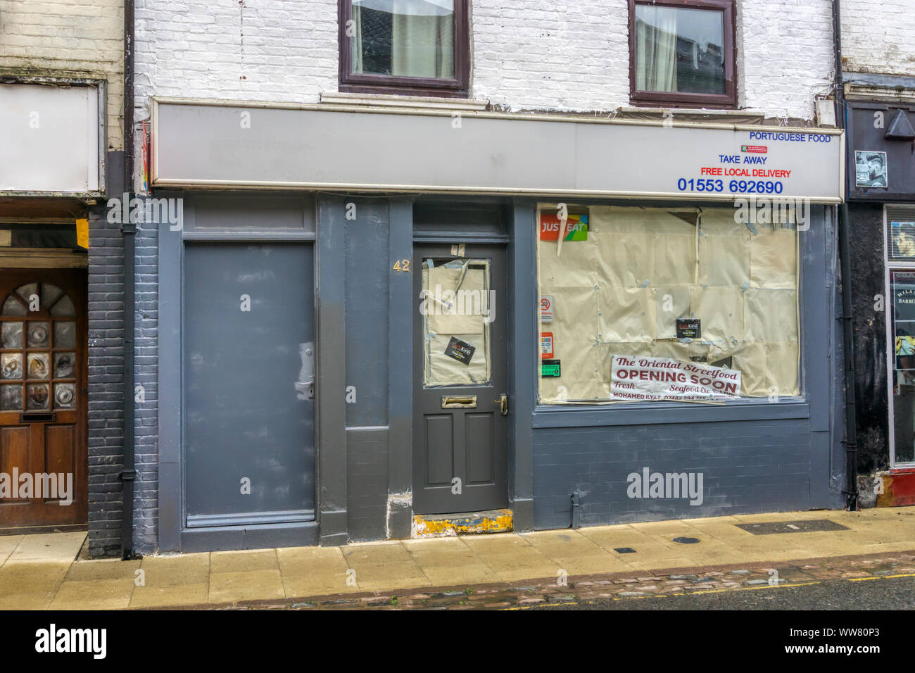 Empty shop in King's Lynn . King's Lynn is one of the towns eligible for support from new government Towns Fund. Stock Photo