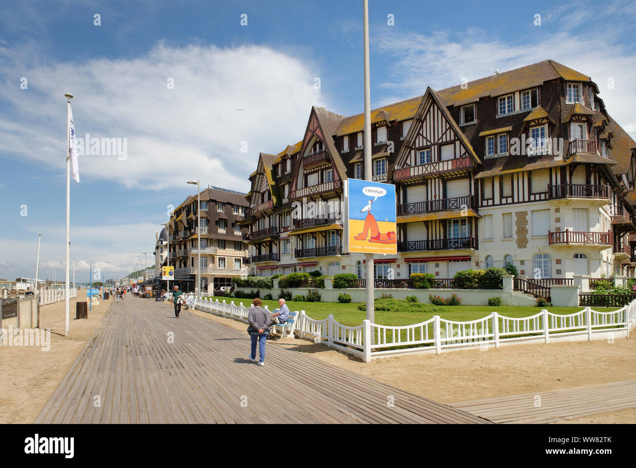 Seafront in Trouville-sur-Mer at the Cote Fleurie, Departement Calvados, Basse-Normandie, English Channel, France Stock Photo