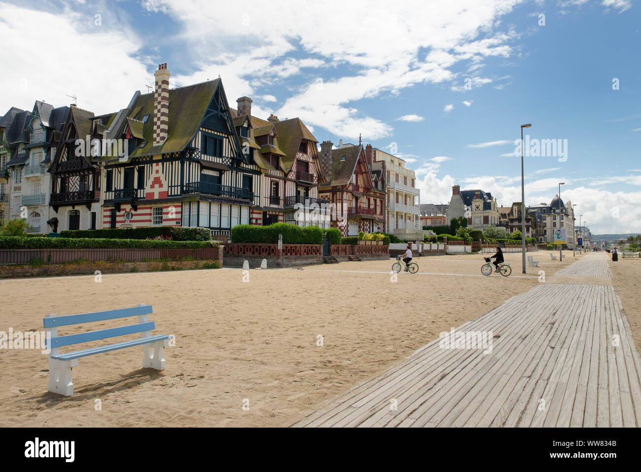 Seafront in Trouville-sur-Mer at the Cote Fleurie, Departement Calvados, Basse-Normandie, English Channel, France Stock Photo