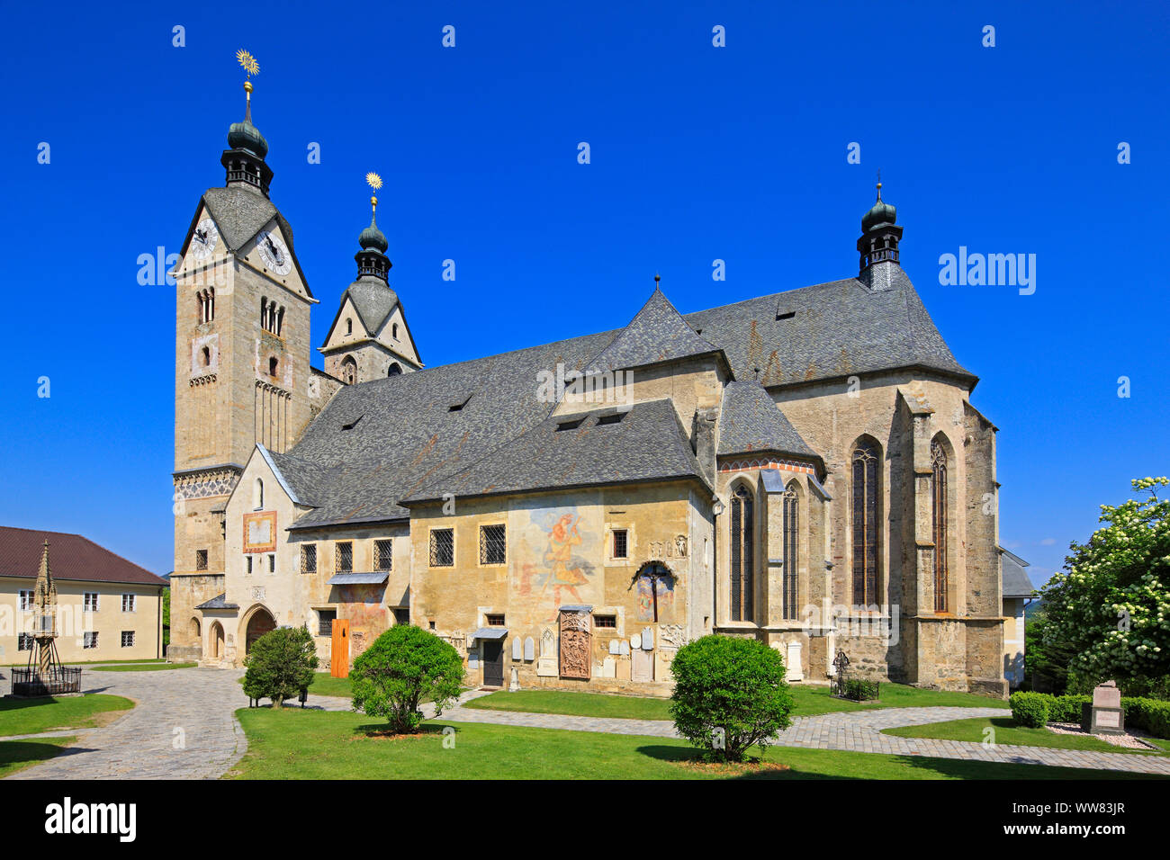 South view of the St. Mary's Church, Maria Saal Stock Photo
