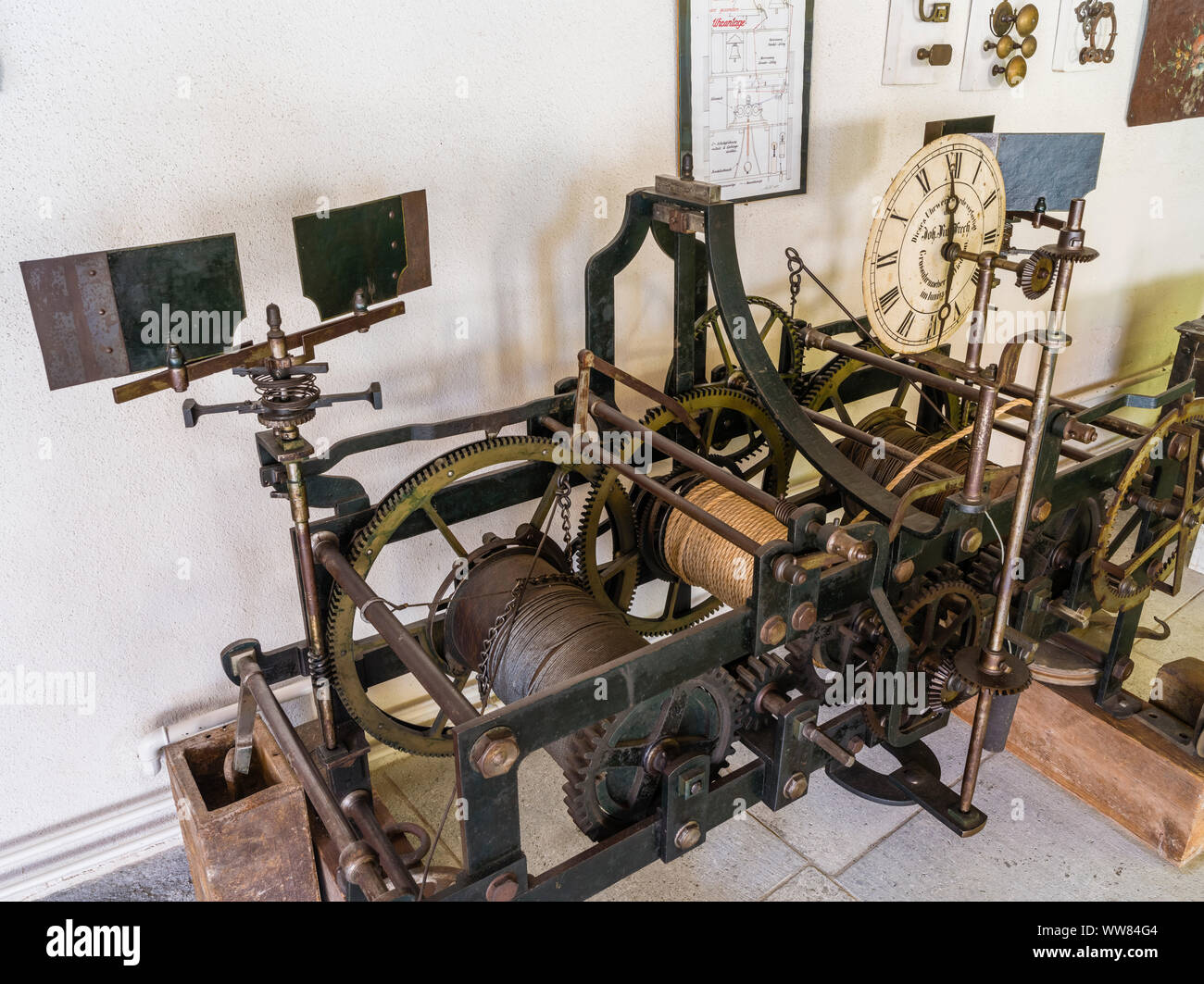 Historical clock in the town museum of Brugg Stock Photo