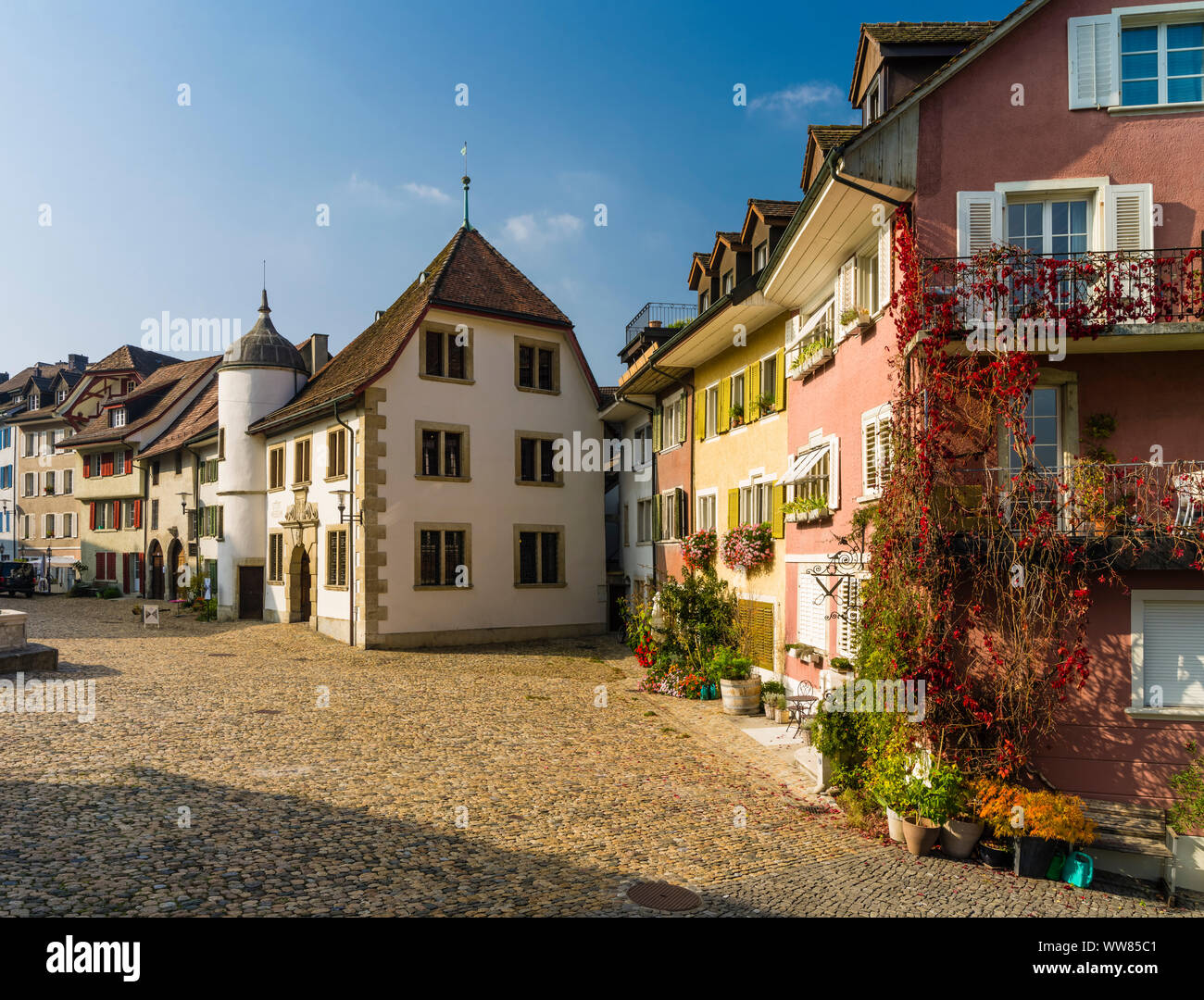 Historical old town of Brugg in the Canton of Aargau Stock Photo