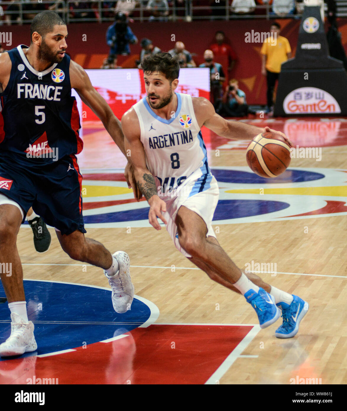 Nicolás Laprovittola (Argentina), Nicholas Batum (France). FIBA Basketball  World Cup China 2019, Semifinals Stock Photo - Alamy
