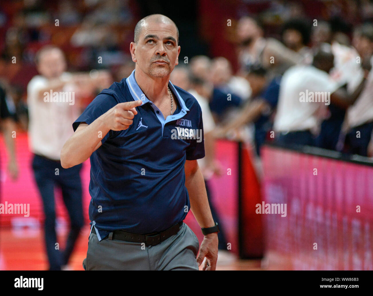 Sergio Hernández, Argentina head coach. Argentina vs. France. FIBA Basketball World Cup China 2019, Semifinals Stock Photo