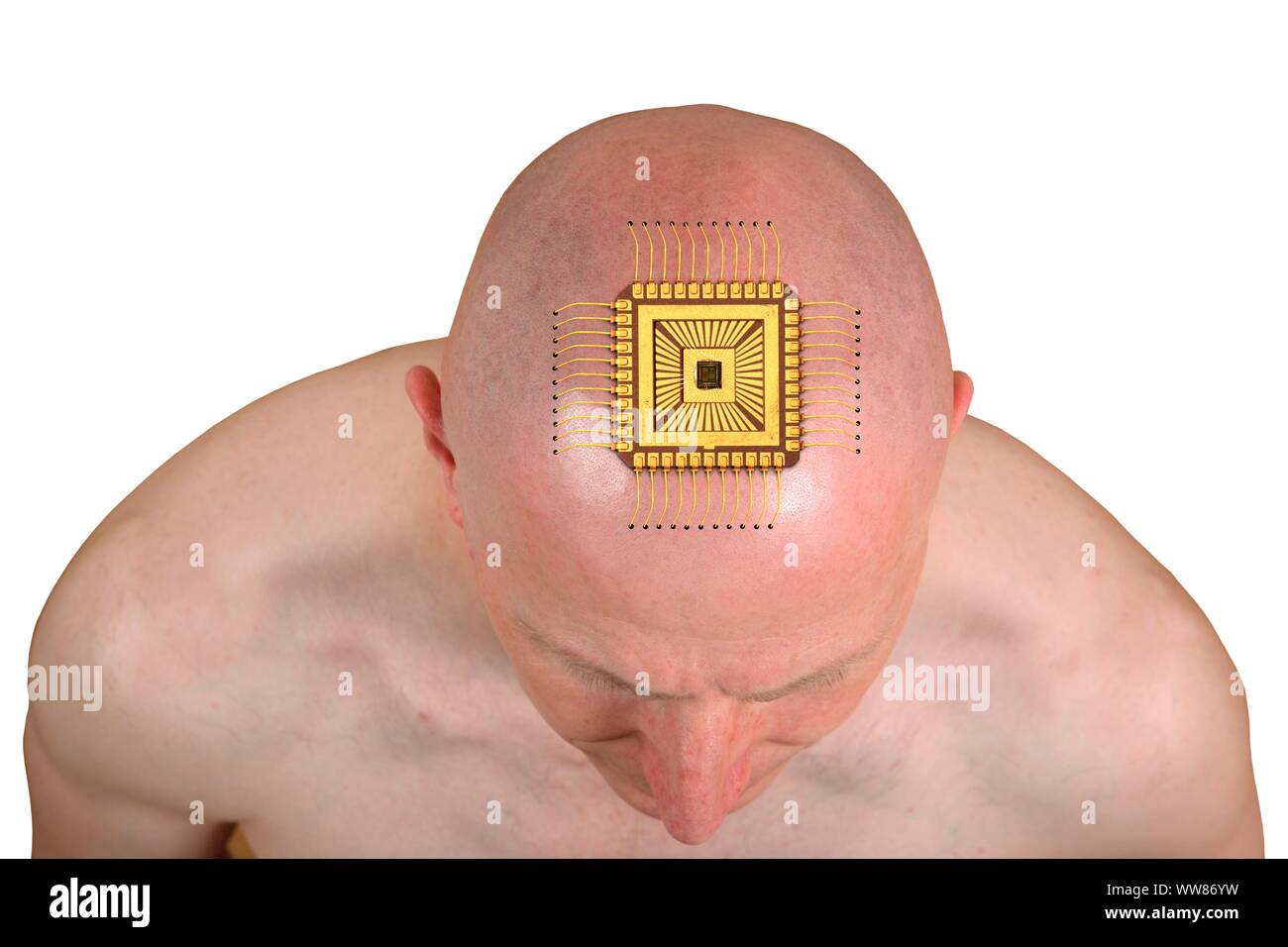 Cyborg brain, conceptual image Stock Photo