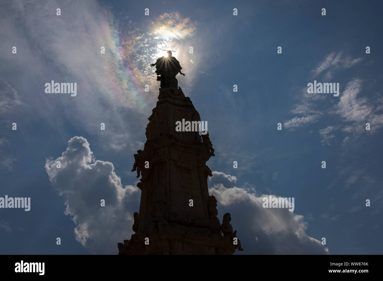 Marian column of Bitonto before cloud mood Stock Photo