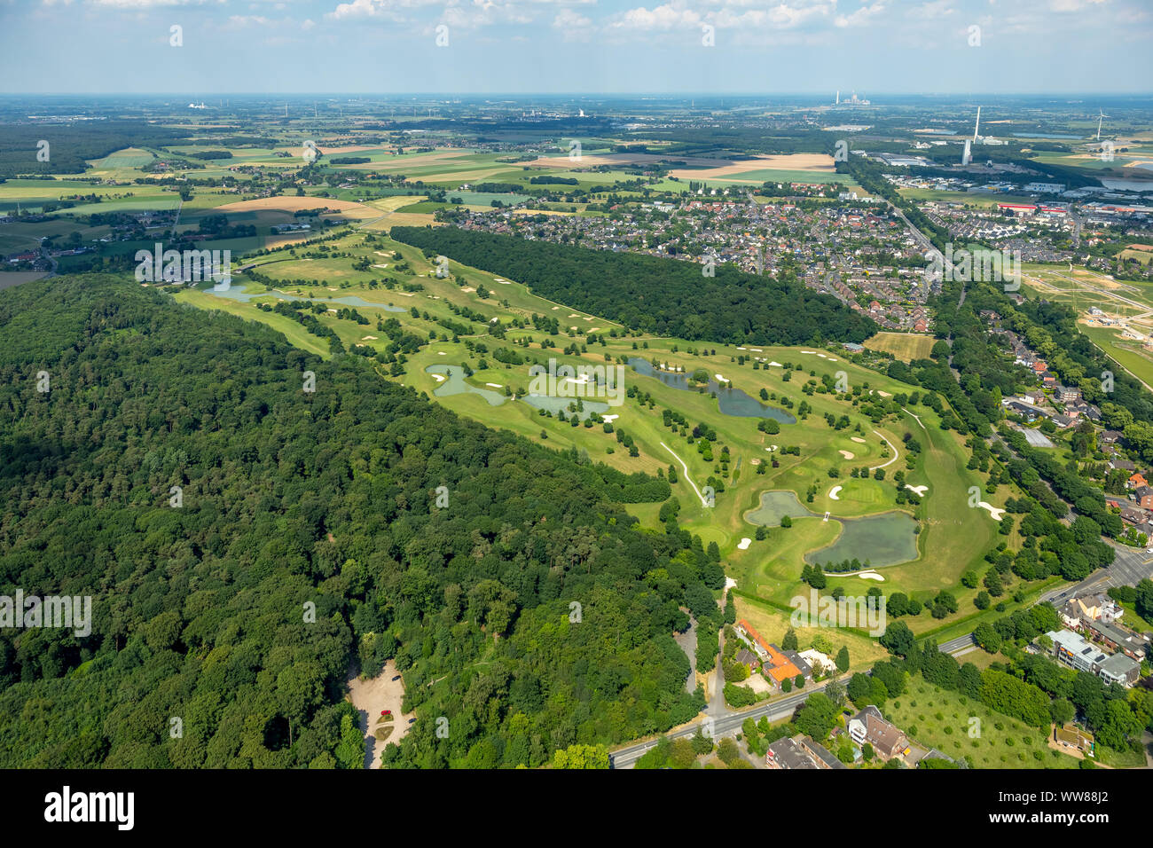 Aerial view, Golf Club Am Kloster Kamp e.V., Kamp-Lintfort, Lower Rhine, North Rhine-Westphalia, Germany Stock Photo