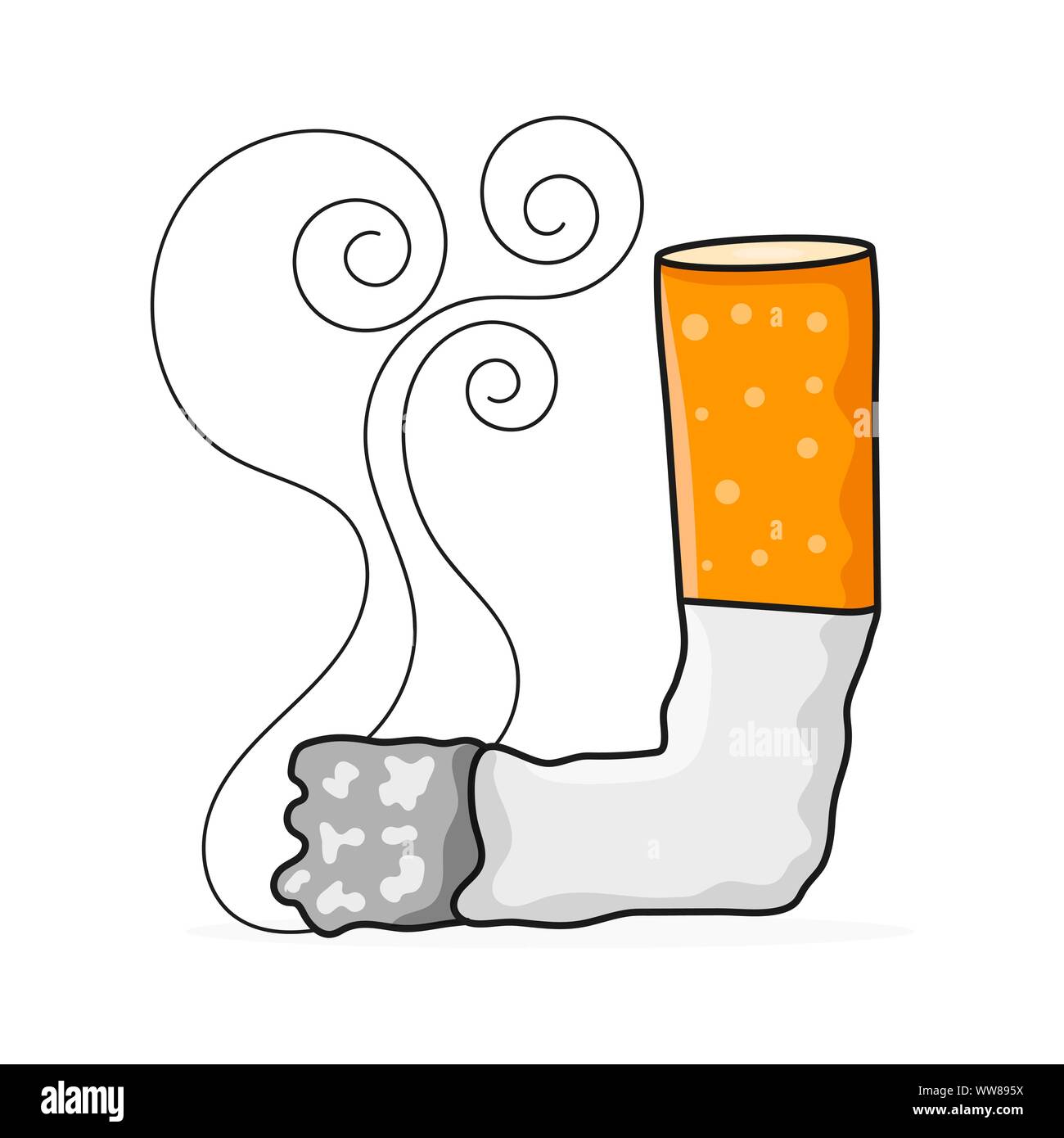 Cigarette Hand Drawing. Illustration Of The Concept. Set Of Vector Graphics. Unhealthy Lifestyle. Stock Vector