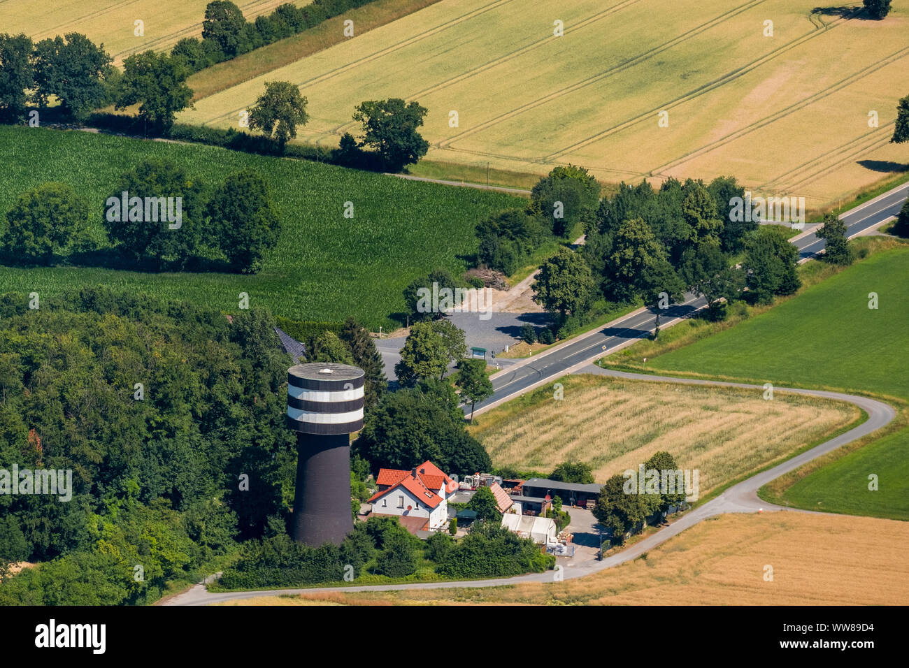 Water tower Galgenberg, Hallene, Ahlen, Ruhrgebiet, North Rhine-Westphalia, Germany Stock Photo