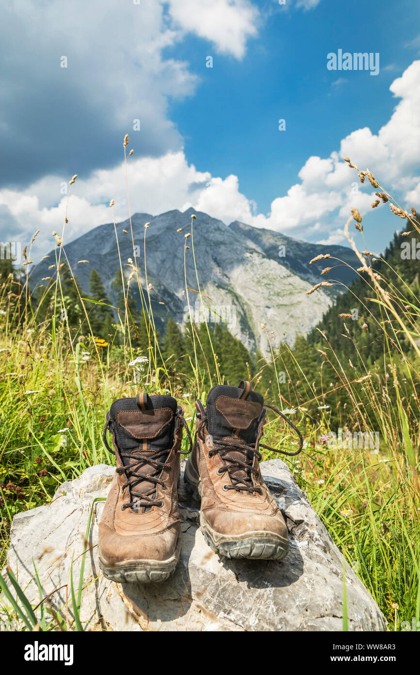 Hiking boots Bavarian Alps Upper Bavaria Bavaria Germany Stock Photo Alamy